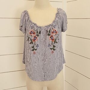 BECOOL medium pinstripe floral blouse